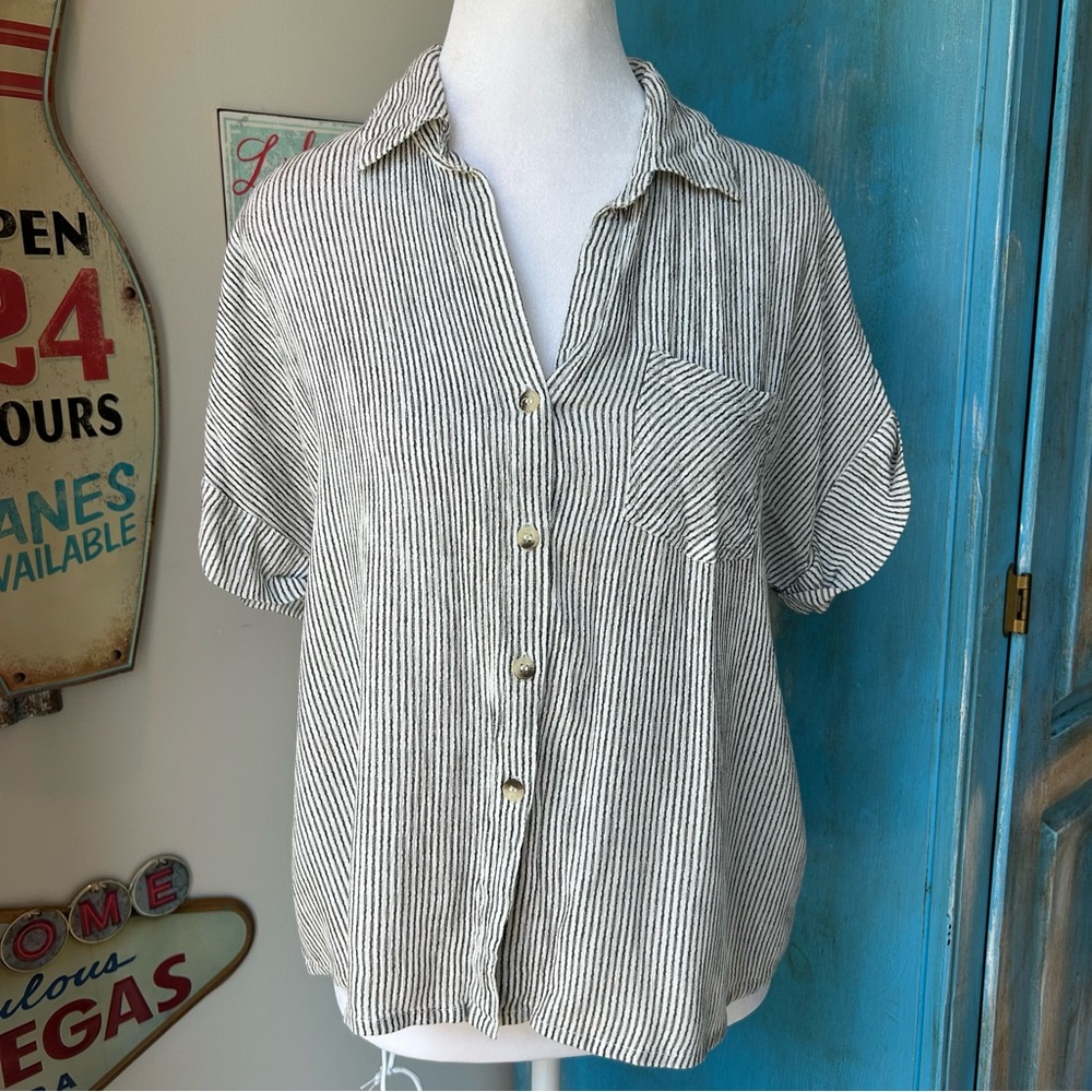 Sim & Sam Striped Button Up Shirt